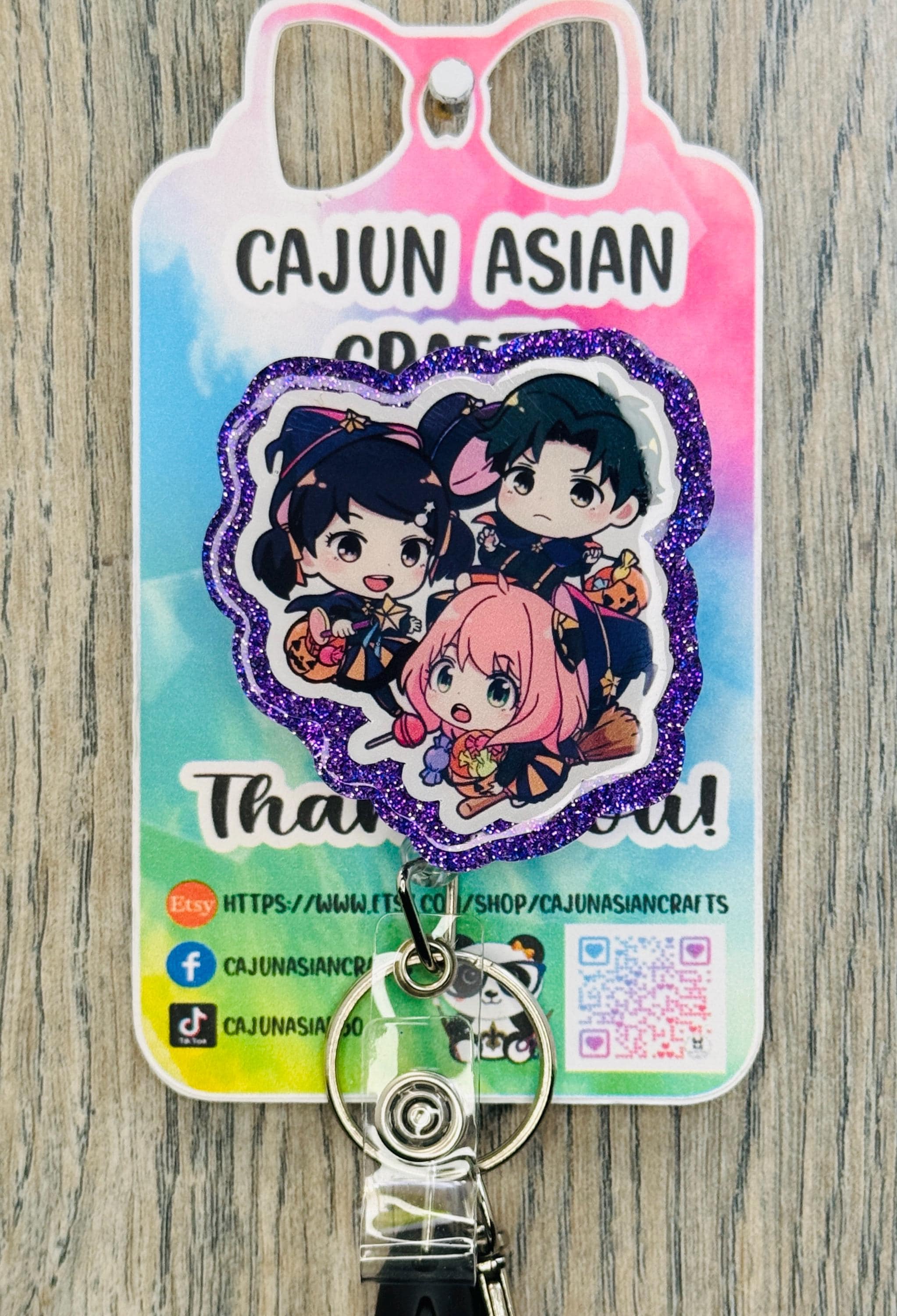 Halloween Spy Anime Inspired Badge Reel/ID Clip Retractable-(Alligator, Belt, MRI Safe, Carabiner Clips) & Non-Retractable Clips