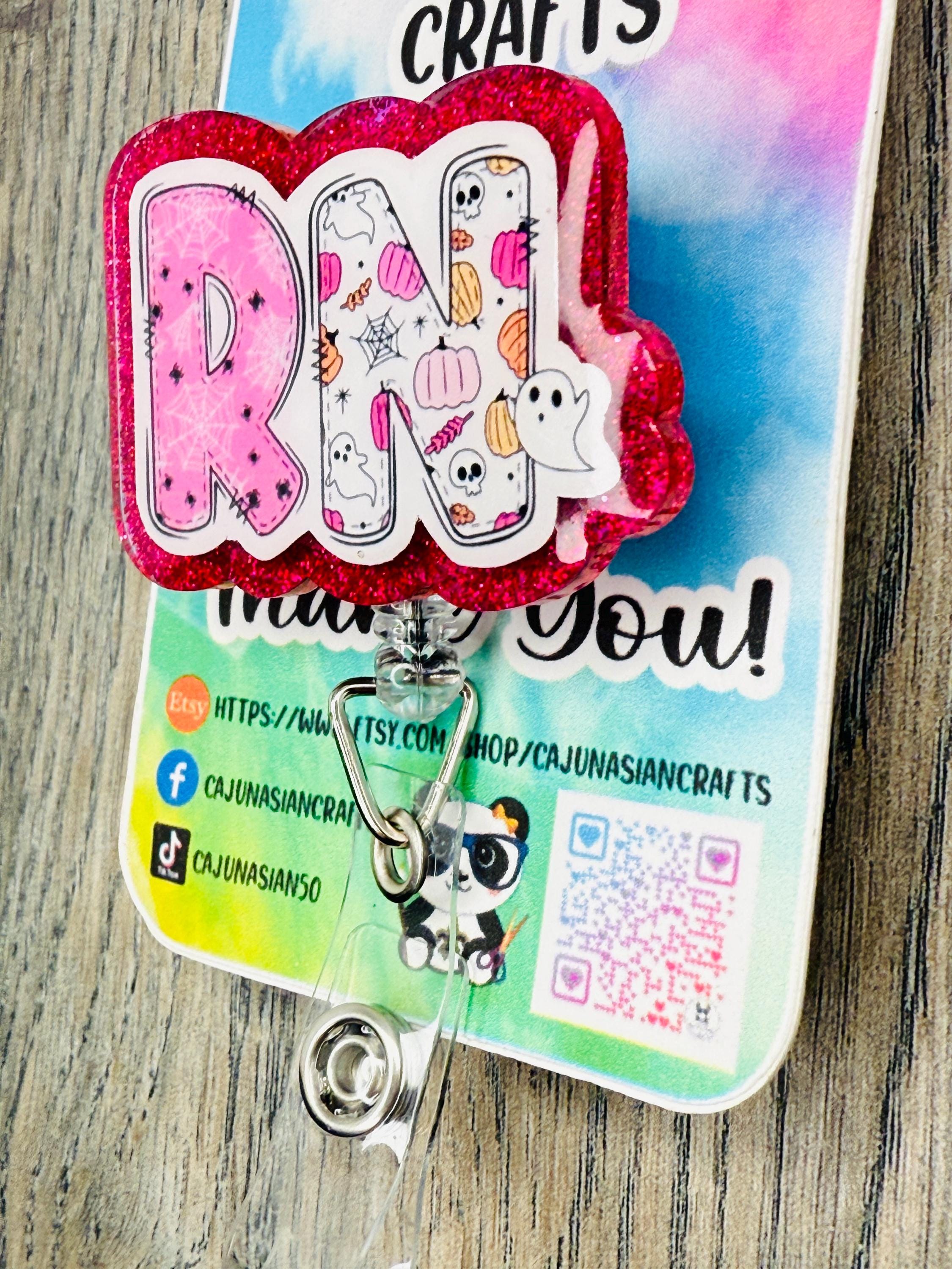 Halloween Nurse Badge Reel/ ID Clip-Retractable Clips-(Alligator, Belt, MRI Safe, Carabiner) & Non-Retractable Clips