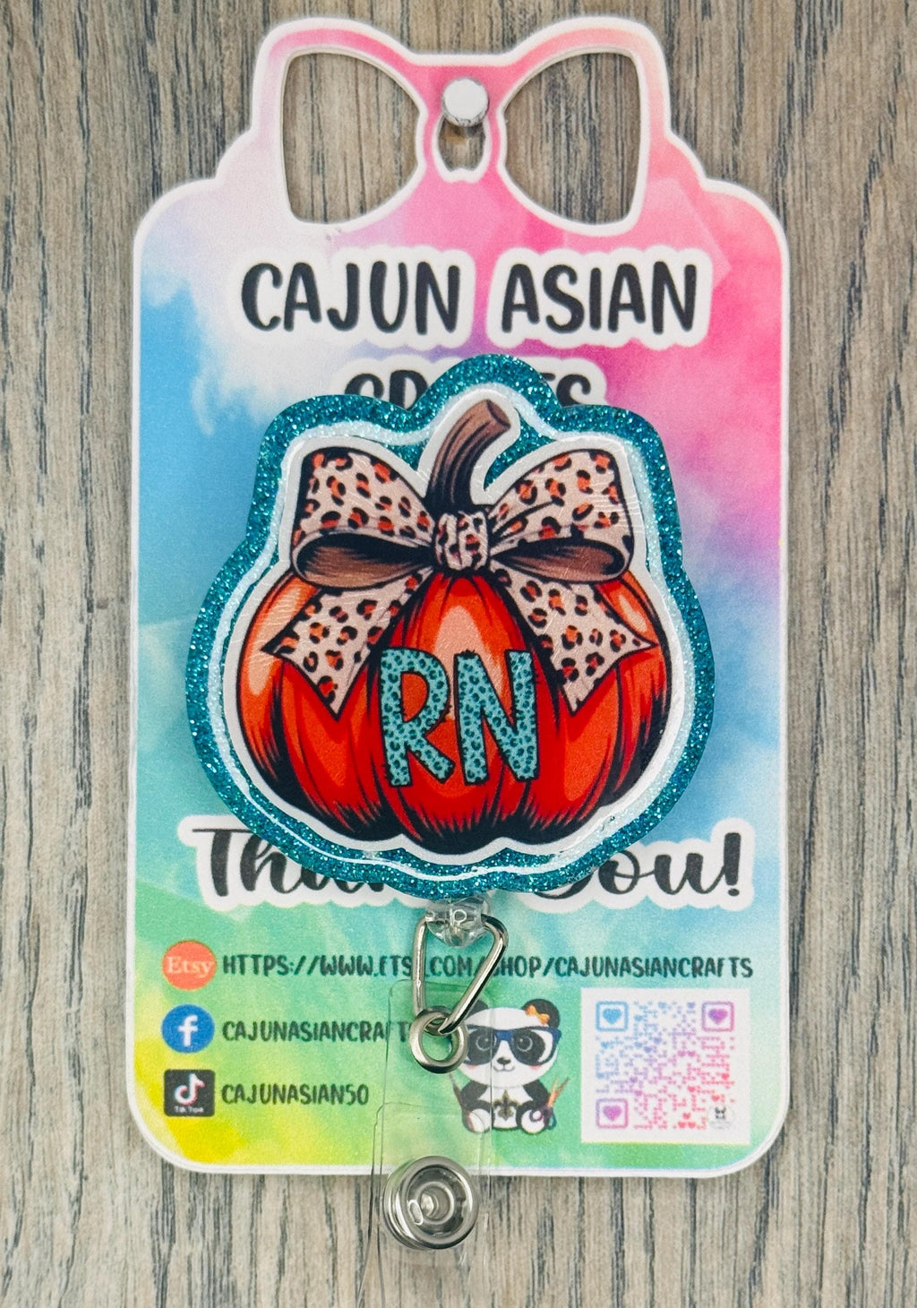 Halloween Pumpkin Nurse Badge Reel/ ID Clip-Retractable Clips-(Alligator, Belt, MRI Safe, Carabiner) & Non-Retractable Clips