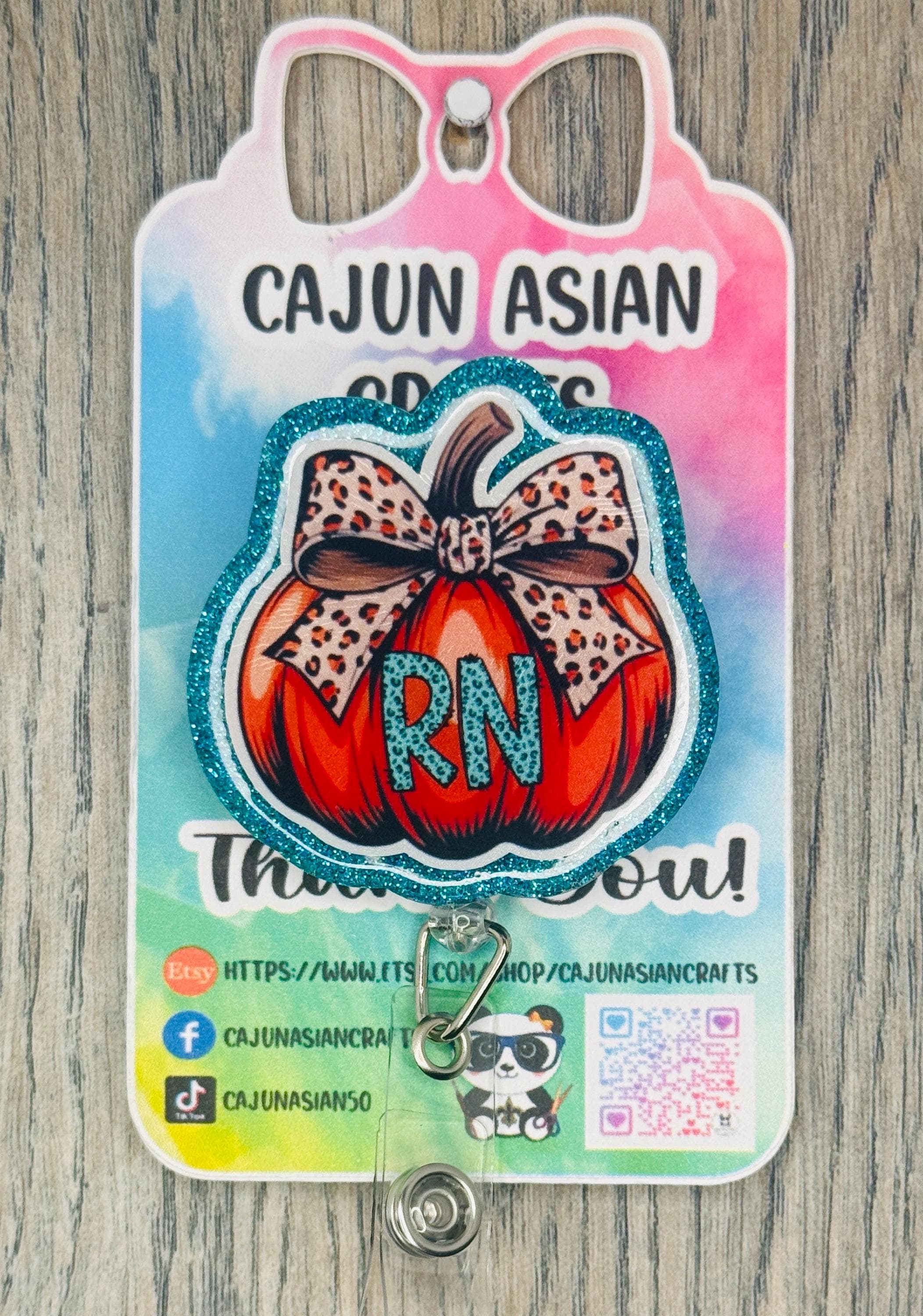 Halloween Pumpkin Nurse Badge Reel/ ID Clip-Retractable Clips-(Alligator, Belt, MRI Safe, Carabiner) & Non-Retractable Clips