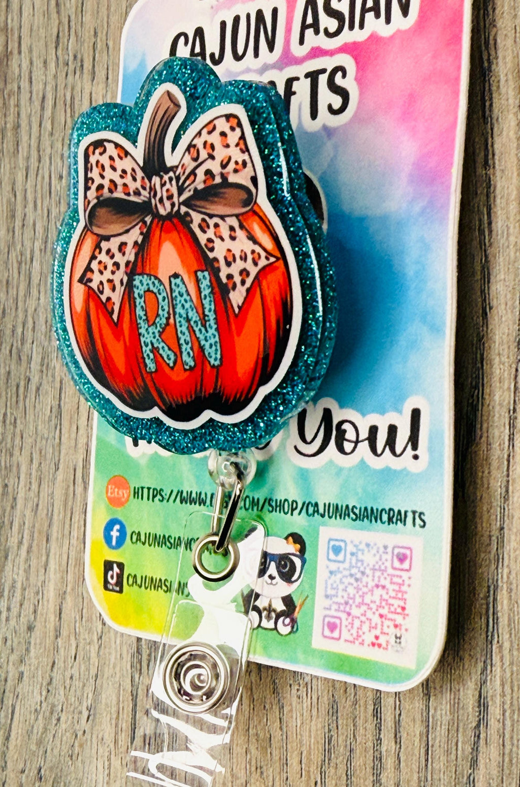 Halloween Pumpkin Nurse Badge Reel/ ID Clip-Retractable Clips-(Alligator, Belt, MRI Safe, Carabiner) & Non-Retractable Clips