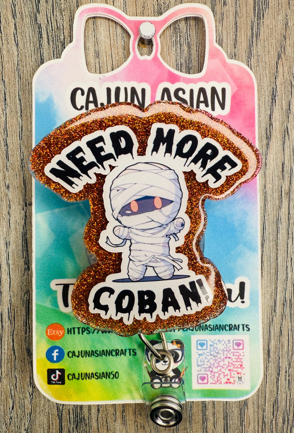 Halloween Coban Mummy Nurse Badge Reel/ ID Clip Retractable Clips-(Alligator, Belt, MRI Safe, Carabiner) & Non-Retractable Clips