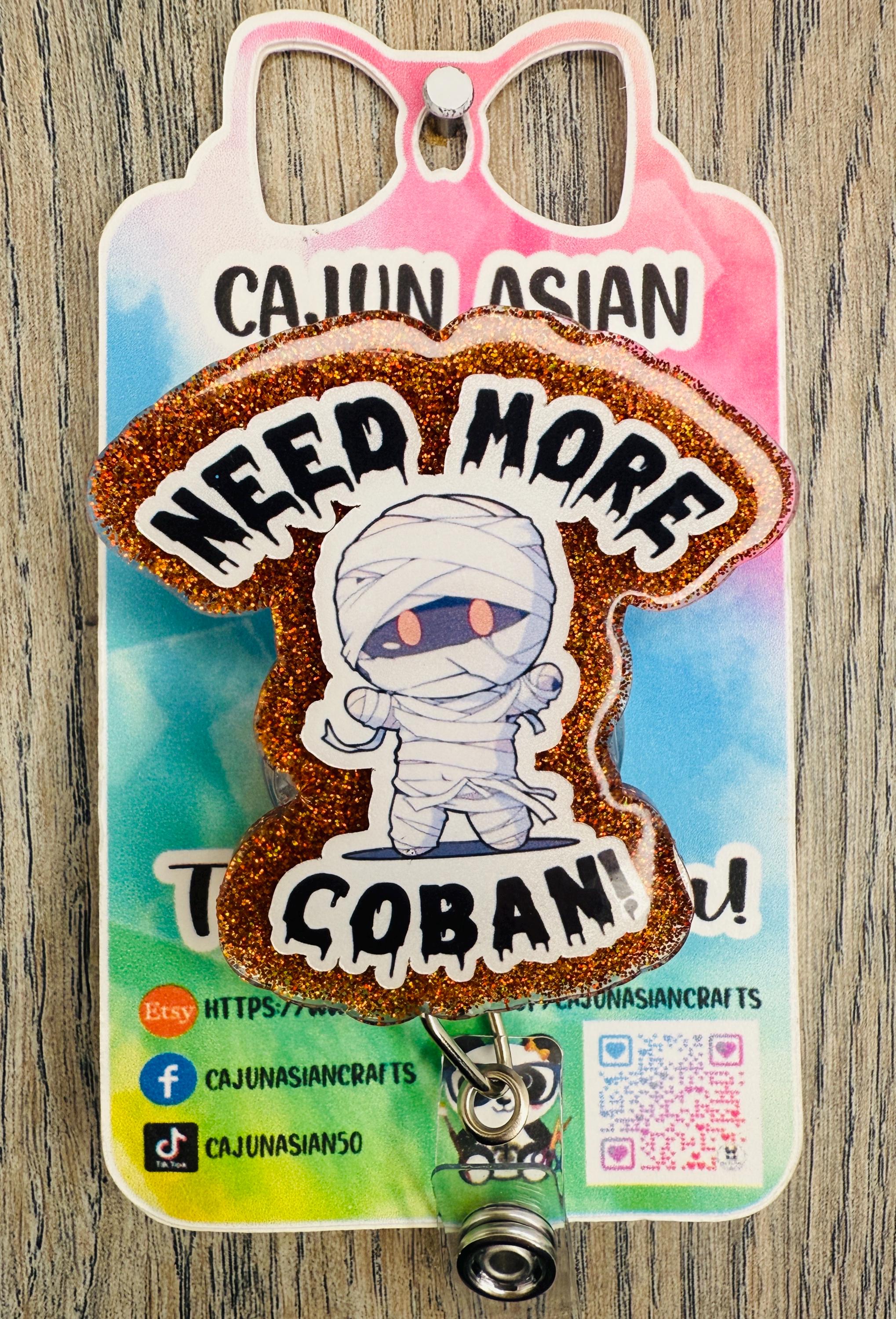 Halloween Coban Mummy Nurse Badge Reel/ ID Clip Retractable Clips-(Alligator, Belt, MRI Safe, Carabiner) & Non-Retractable Clips