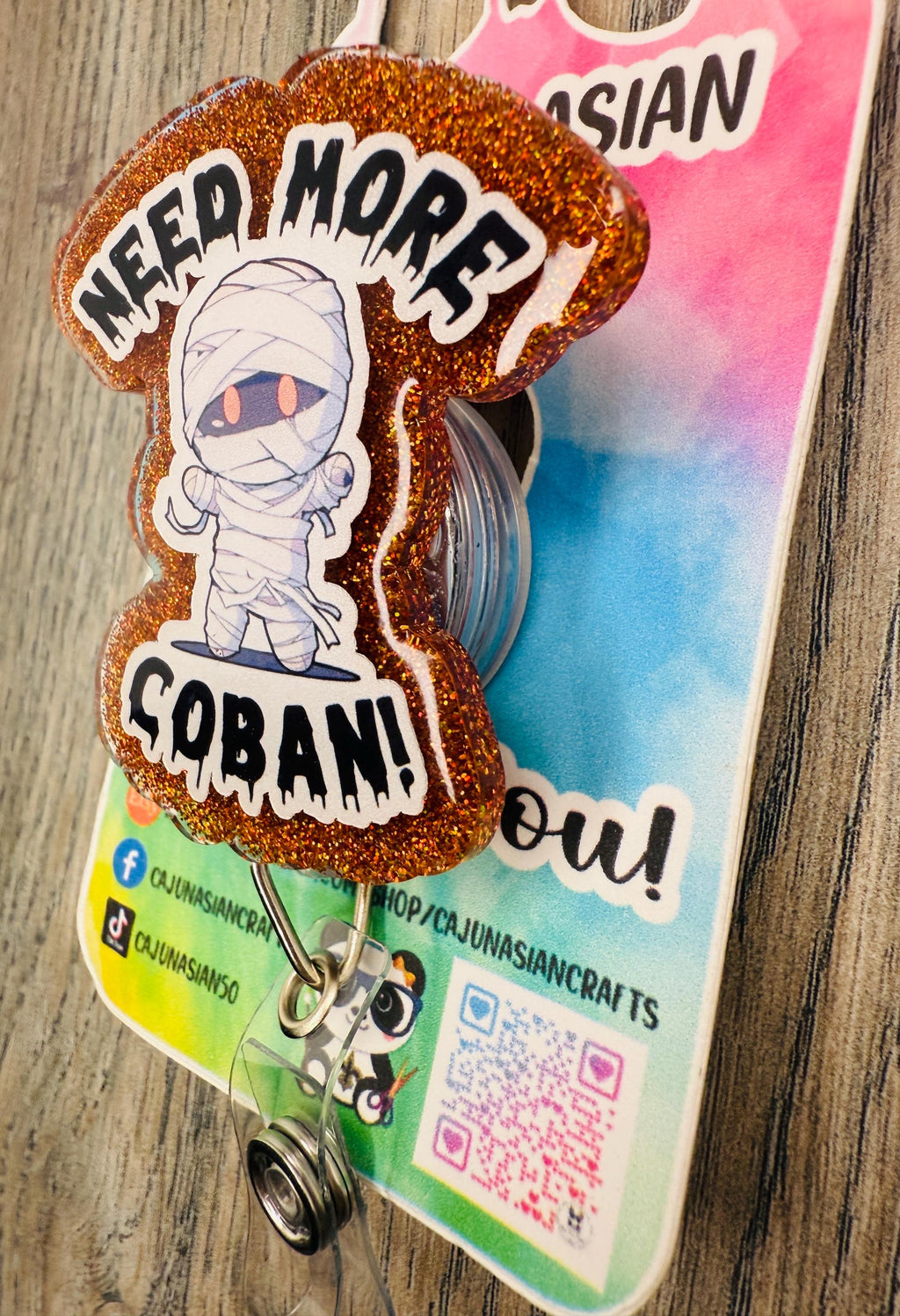 Halloween Coban Mummy Nurse Badge Reel/ ID Clip Retractable Clips-(Alligator, Belt, MRI Safe, Carabiner) & Non-Retractable Clips