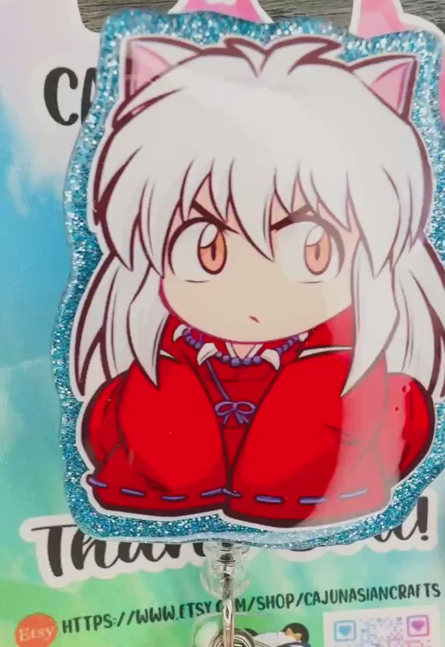 Inuyasha Inspired Badge Reel/ID Clip Retractable-(Alligator, Belt, MRI Safe, Carabiner Clips) & Non-Retractable Clips