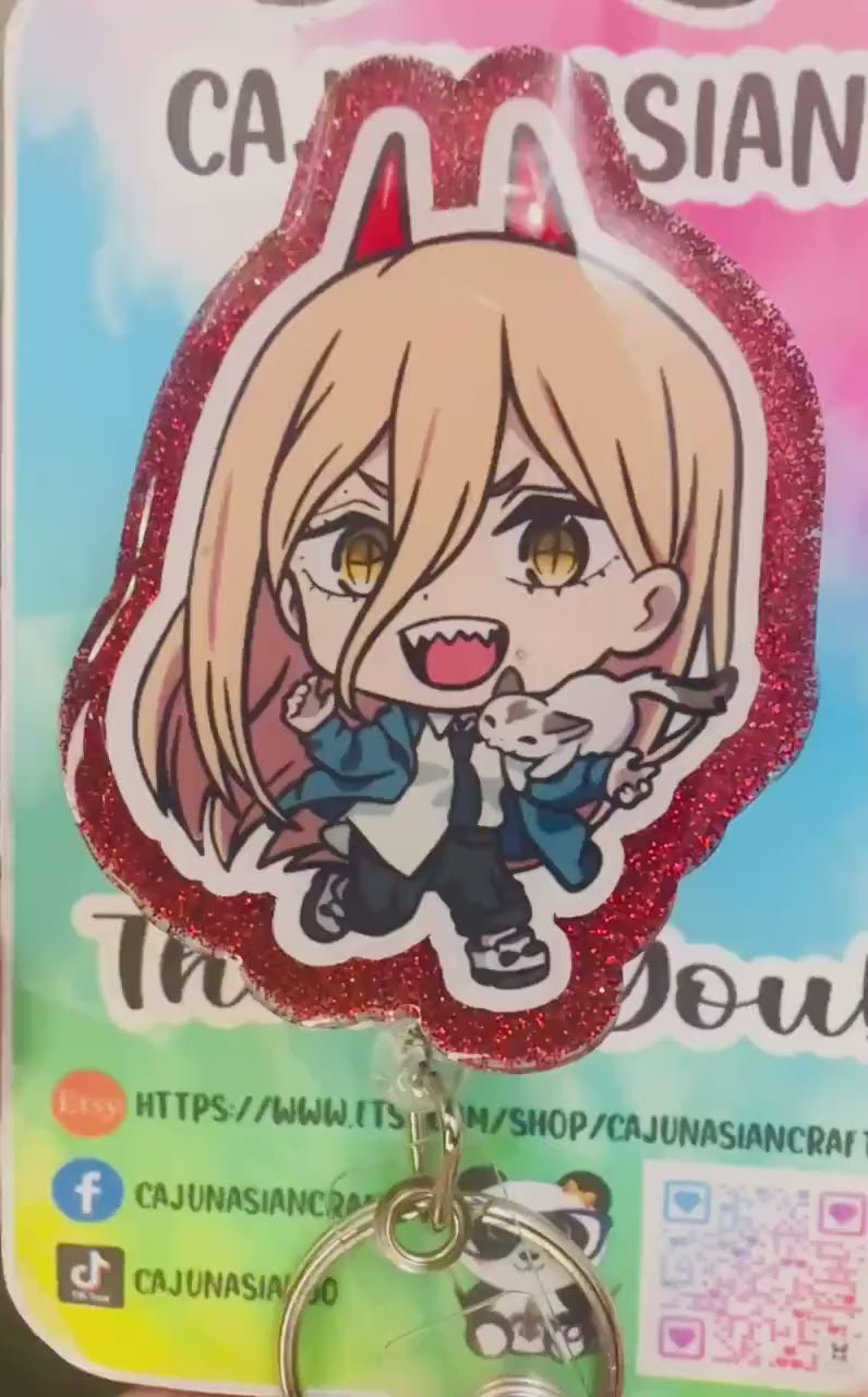 Anime Girl Inspired Badge Reel/ID Clip Retractable-(Alligator, Belt, MRI Safe, Carabiner Clips) & Non-Retractable Clips