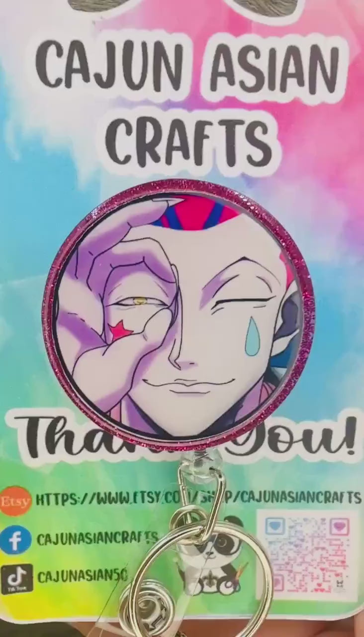 HunterX Joker Inspired Anime Badge Reel/ID Clip Retractable-(Alligator, Belt, MRI Safe, Carabiner Clips) & Non-Retractable Clips