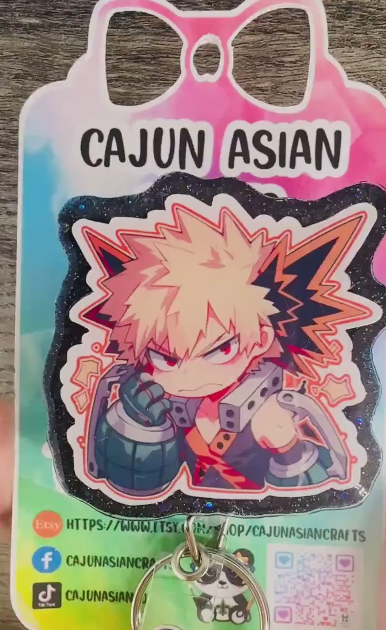 MHA Baku Inspired Anime Badge Reel/ID Clip Retractable-(Alligator, Belt, MRI Safe, Carabiner Clips) & Non-Retractable Clips