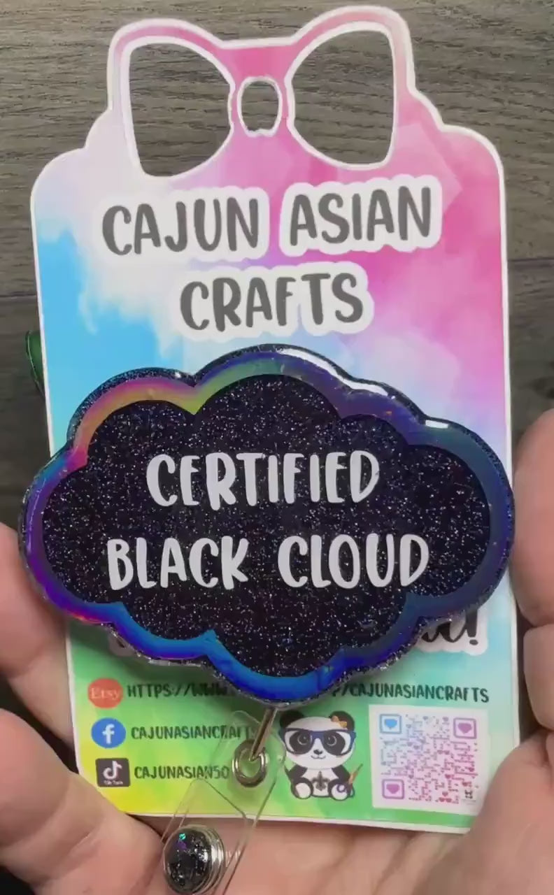 Certified Black Cloud Badge Reel/ID Clip-Retractable Clips-(Alligator, Belt, MRI Safe, Carabiner) & Non-Retractable Clips