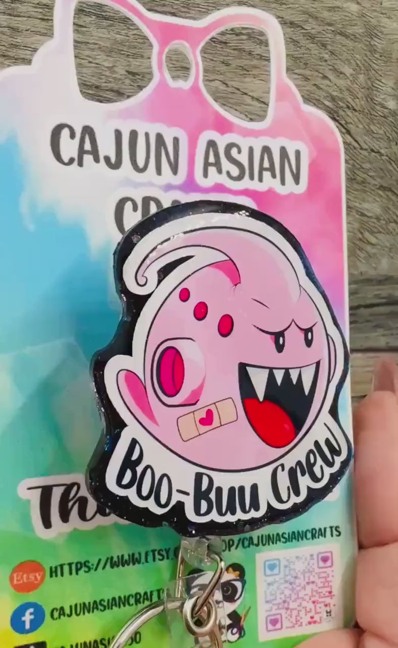 Boo and Majin Buu Inspired Badge Reel/ID Clip Retractable-(Alligator, Belt, MRI Safe, Carabiner Clips) & Non-Retractable Clips
