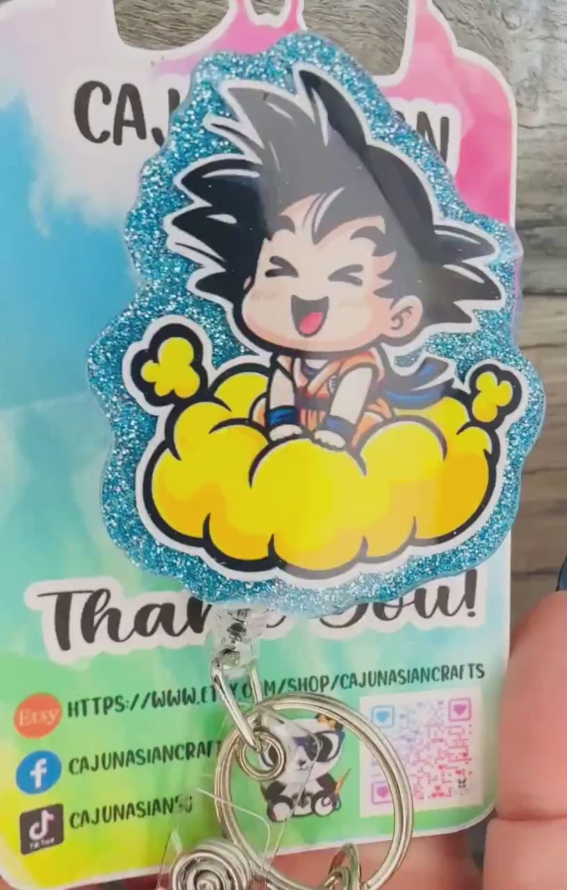 Saiyan Cloud Anime Inspired Badge Reel/ID Clip-Retractable Clips-(Alligator, Belt, MRI Safe, Carabiner) & Non-Retractable Clips