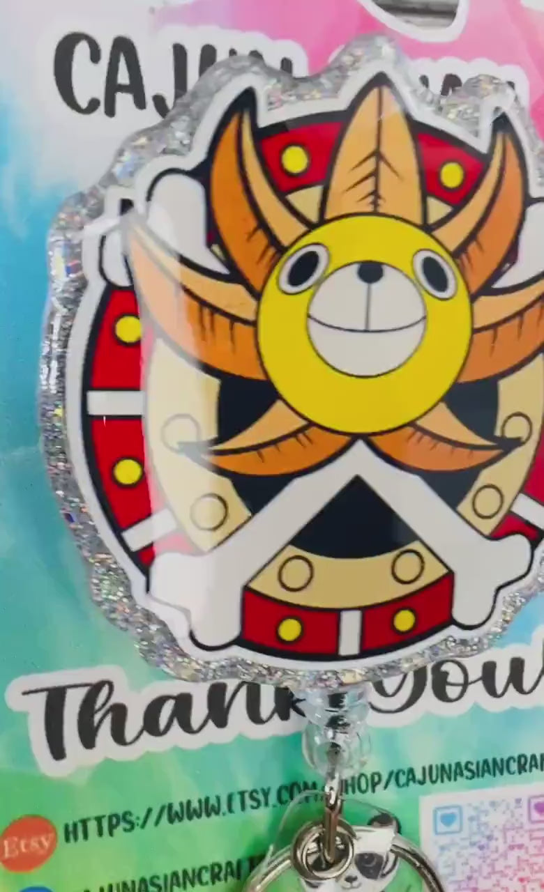 Thousand Sunny Inspired Badge Reel/ID Clip-Retractable Clips-(Alligator, Belt, MRI Safe, Carabiner) & Non-Retractable Clips