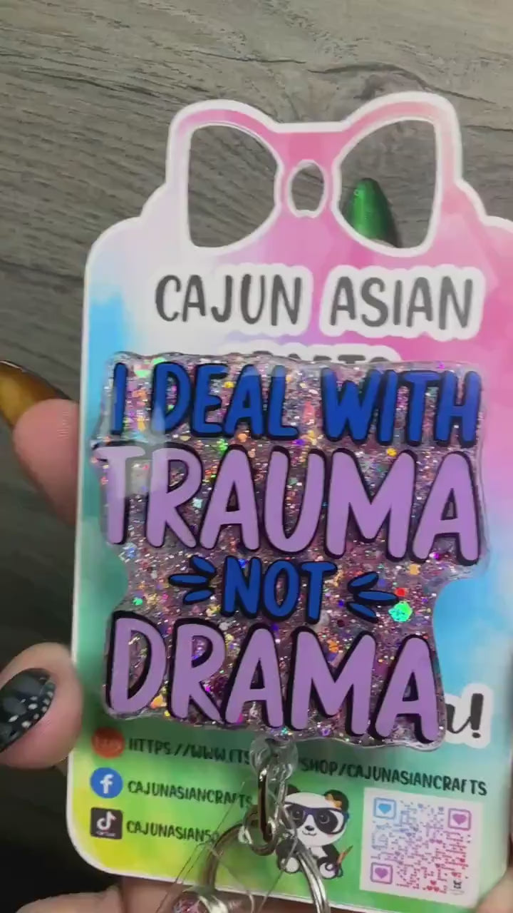 Cute Trauma Drama Badge Reel/ID Clip Retractable-(Alligator, Belt, MRI Safe, Carabiner Clips) & Non-Retractable Clips