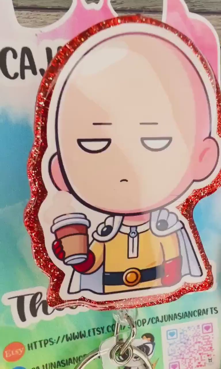 One Punch Inspired Badge Reel/ID Clip Retractable-(Alligator, Belt, MRI Safe, Carabiner Clips) & Non-Retractable Clips