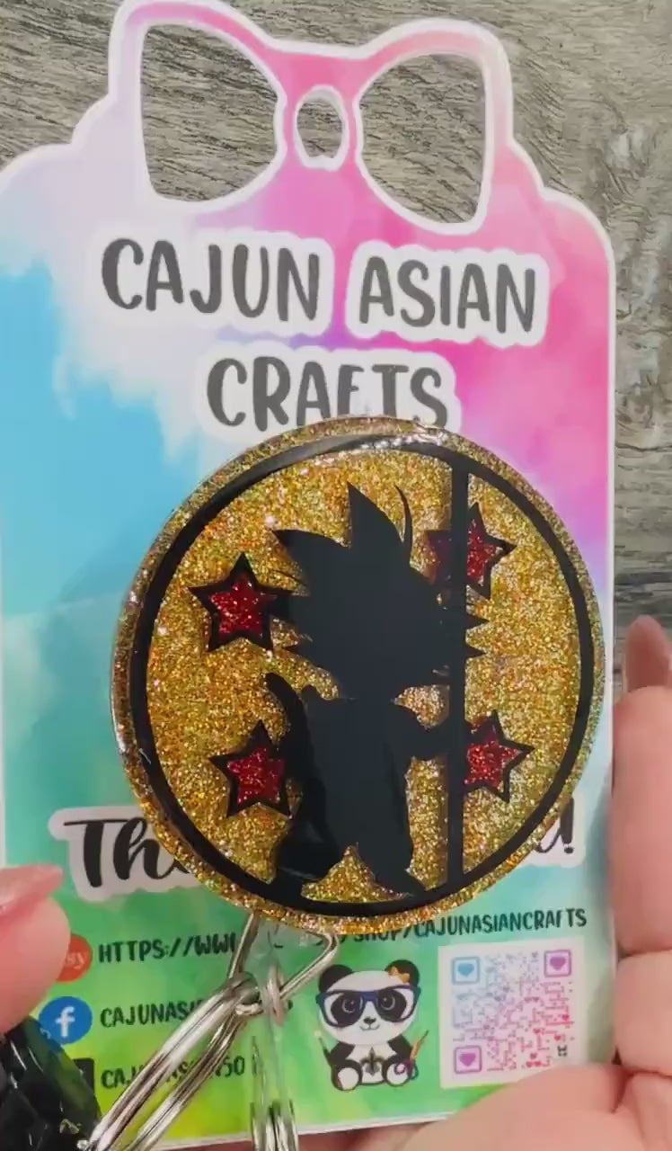 Saiyan Ball Inspired Anime Badge Reel/ID Clip-Retractable Clips-(Alligator, Belt, MRI Safe, Carabiner) & Non-Retractable Clips