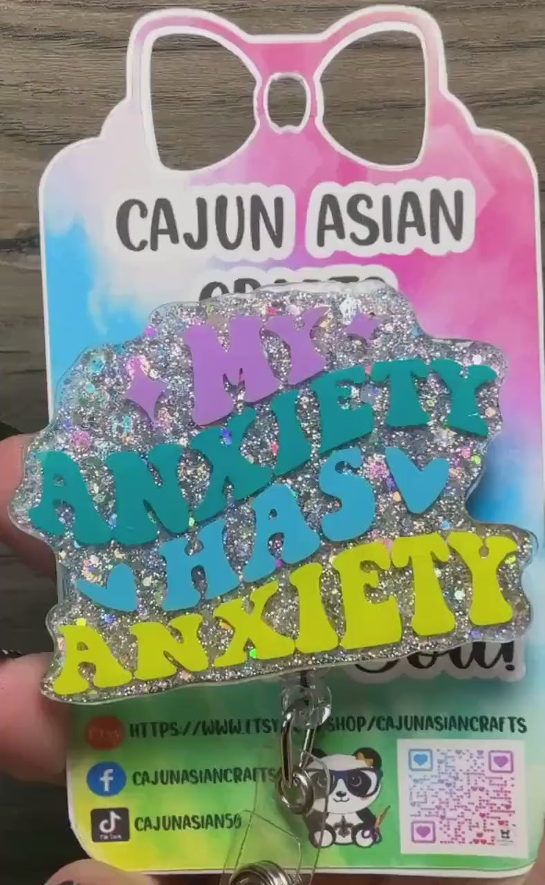 Funny Anxiety Badge Reel/ID Clip Retractable-(Alligator, Belt, MRI Safe, Carabiner Clips) & Non-Retractable Clips