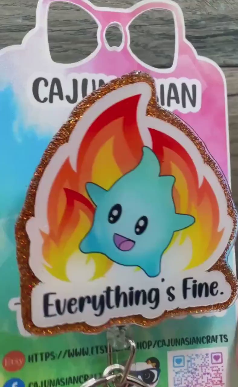 Cute Lumalee Fire Inspired Badge Reel/ID Clip Retractable-(Alligator, Belt, MRI Safe, Carabiner Clips) & Non-Retractable Clips