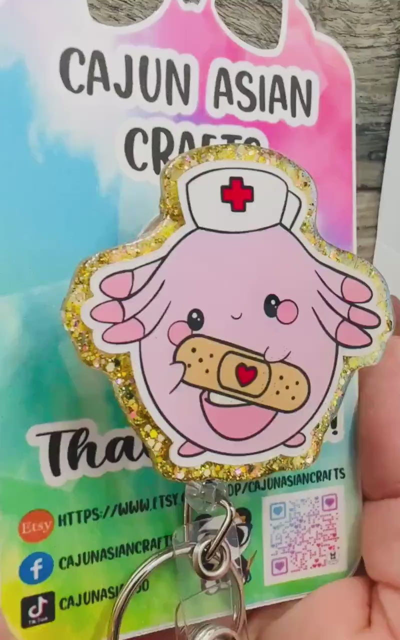 Nurse Joy Pokemon Inspired Badge Reel/ID Clip Retractable-(Alligator, Belt, MRI Safe, Carabiner Clips) & Non-Retractable Clips