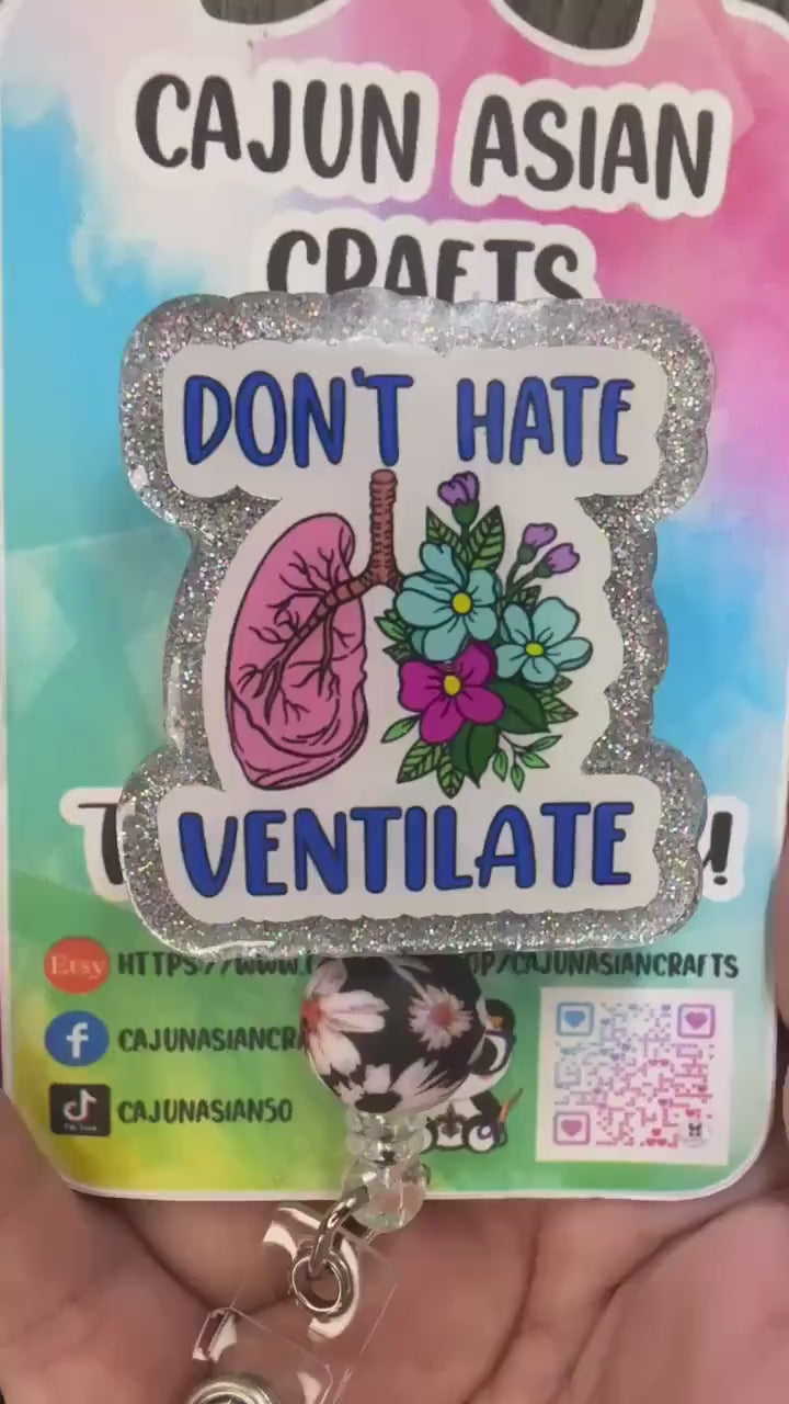 Flower Lungs Vent Badge Reel/ ID Clip-Retractable Clips-(Alligator, Belt, MRI Safe, Carabiner) & Non-Retractable Clips