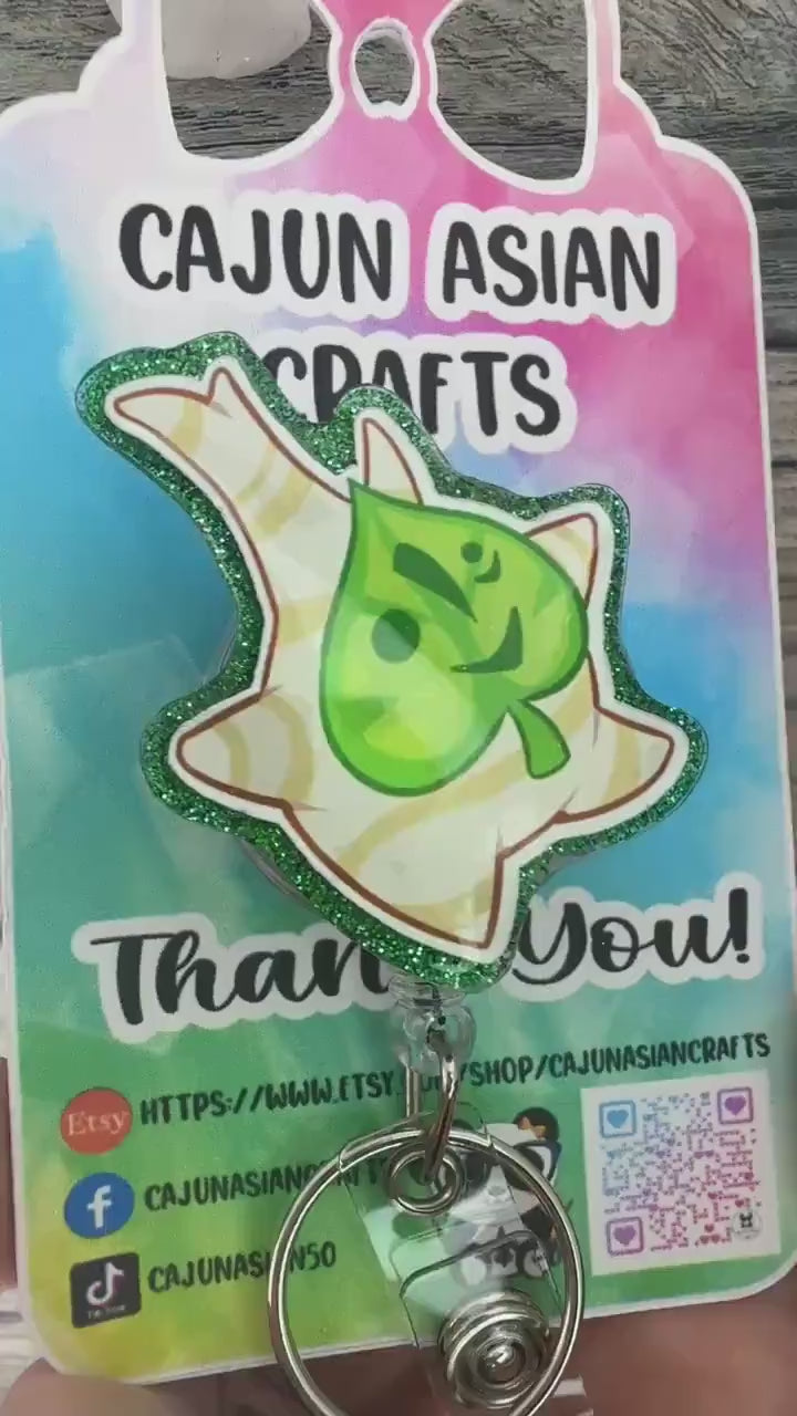 Korok Inspired Zelda Badge Reel/ID Clip Retractable-(Alligator, Belt, MRI Safe, Carabiner Clips) & Non-Retractable Clips