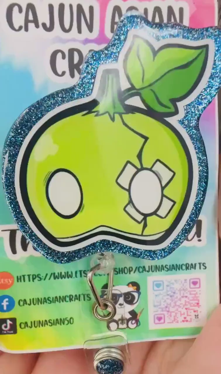 Stone Anime Melon Hat Badge Reel/ID Clip-Retractable Clips-(Alligator, Belt, MRI Safe, Carabiner) & Non-Retractable Clips