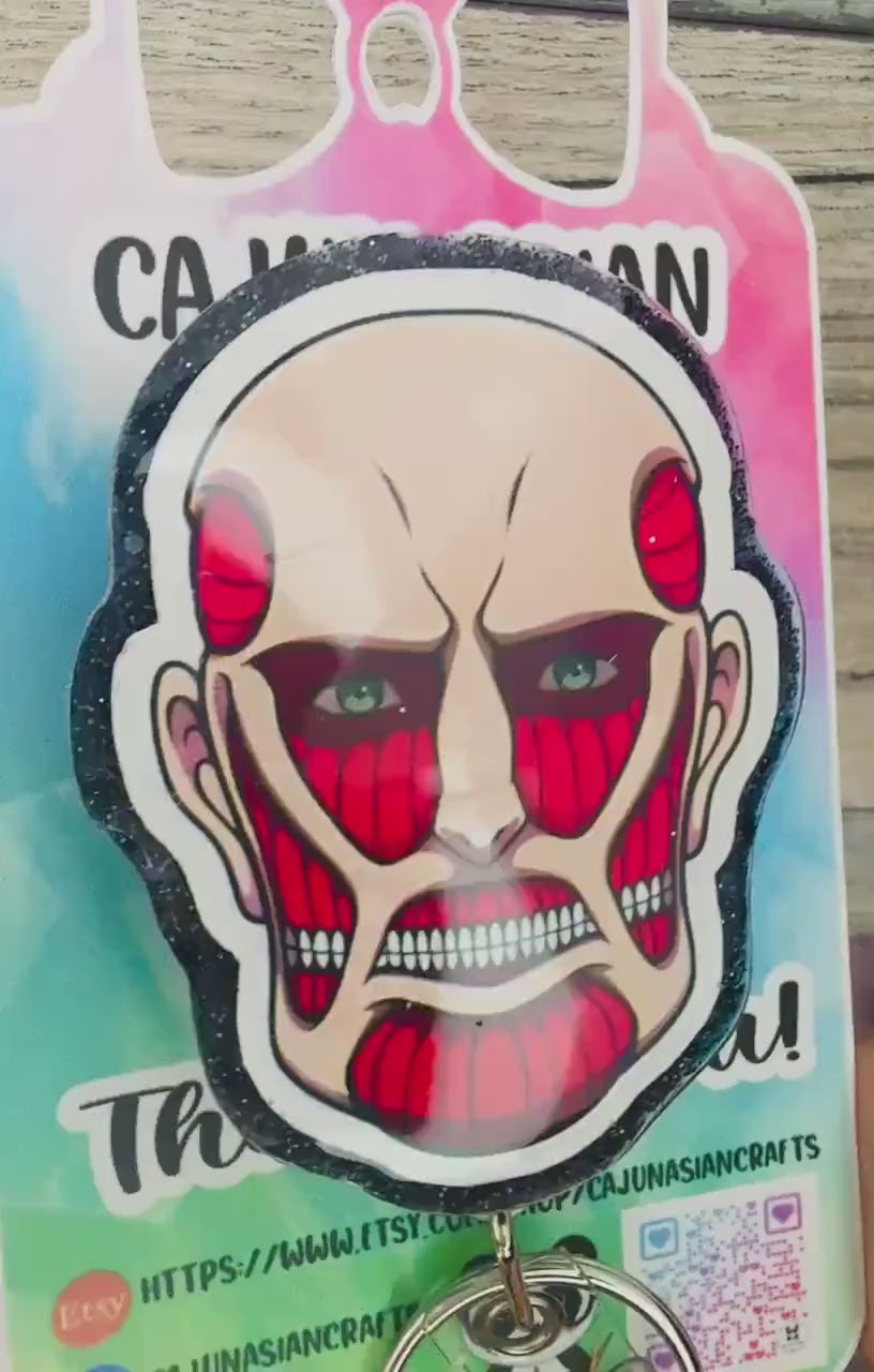 Anime Titan Inspired Badge Reel/ID Clip Retractable-(Alligator, Belt, MRI Safe, Carabiner Clips) & Non-Retractable Clips